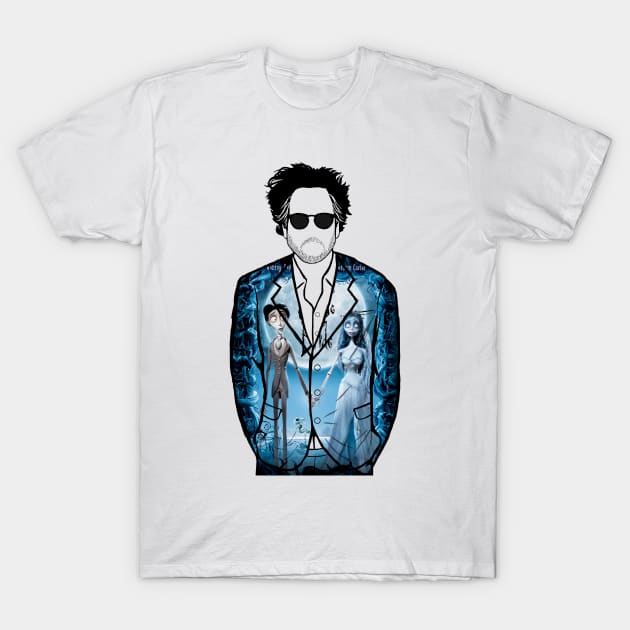 Tim Burton (Corpse Bride) Portrait T-Shirt by Youre-So-Punny